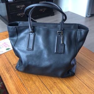 Coach Large Black Leather Tote Bag - used once